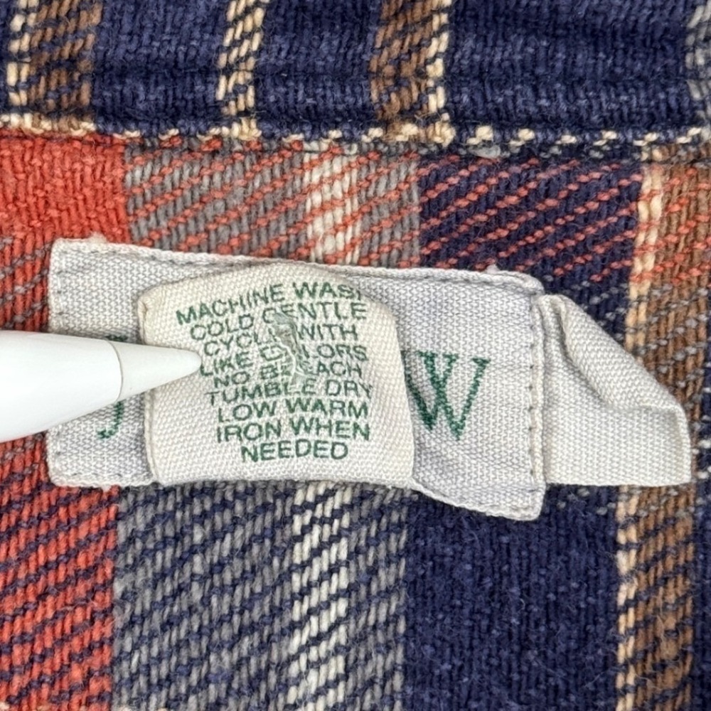 Vintage J Crew Lone Oarsman Flannel Shirt Mens L Blue Gray Plaid Normcore 90s - Picture 5 of 8